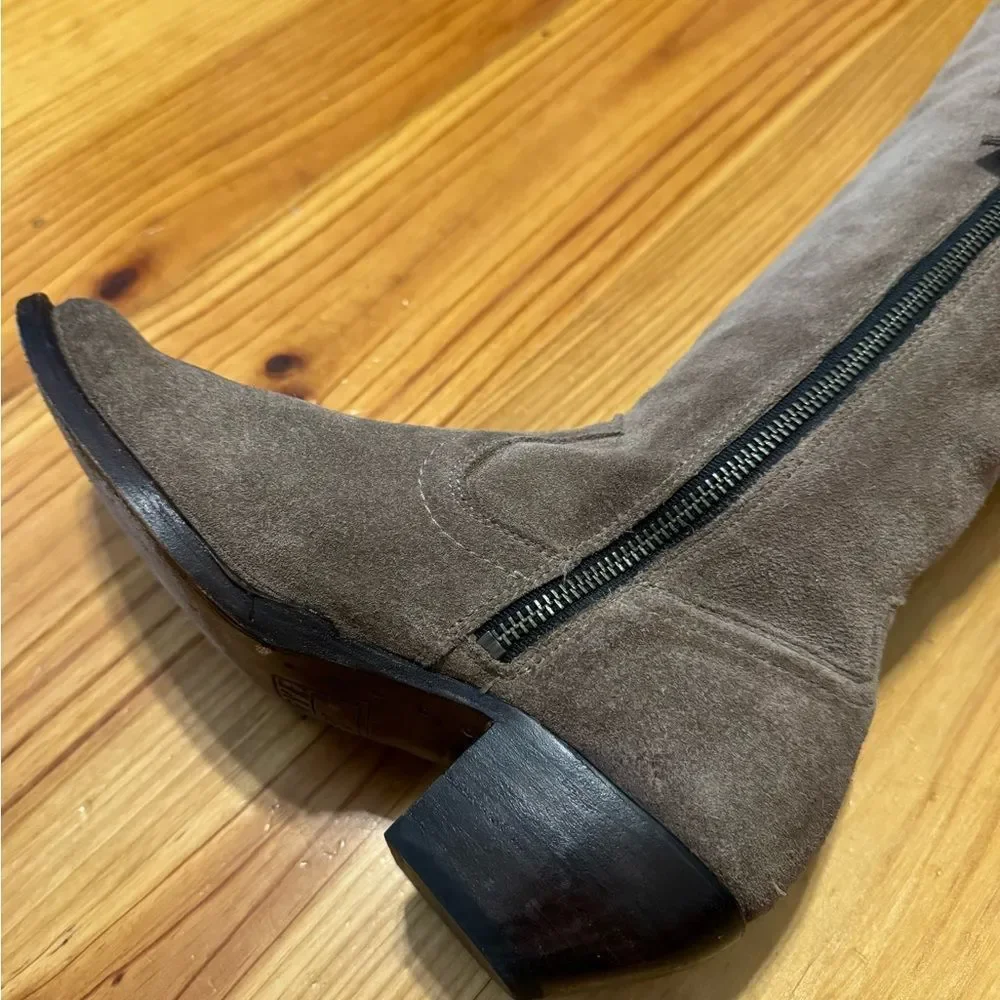 Frye Sacha Over The Knee Tall Ash Tan Suede Leather Side Zip Women’s Size 6.5 B